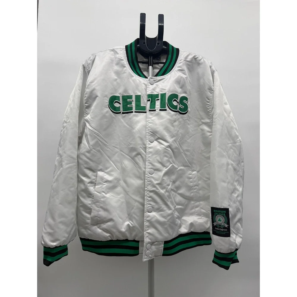 NWT‎ Ultra Game NBA Boston Celtics Varsity Bomber Jacket Mens XXL White VOMF987F